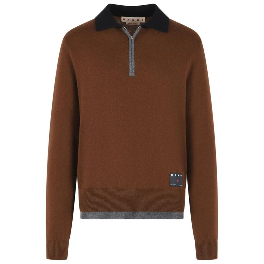 Marni Brown Cashmere Polo Shirt Men
